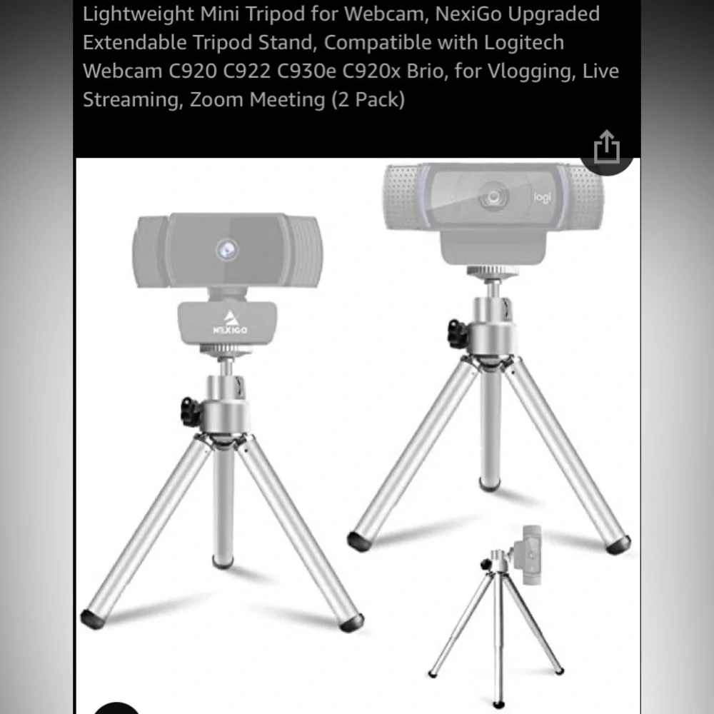 NWT 2pc mini lightweight tripod for webcam cellphone. Height Max extends 5-6.7”